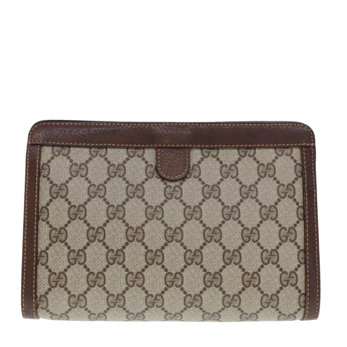 GUCCI GG Supreme Web Sherry Line Clutch Bag PVC Beige Red 156 01 032 th4956