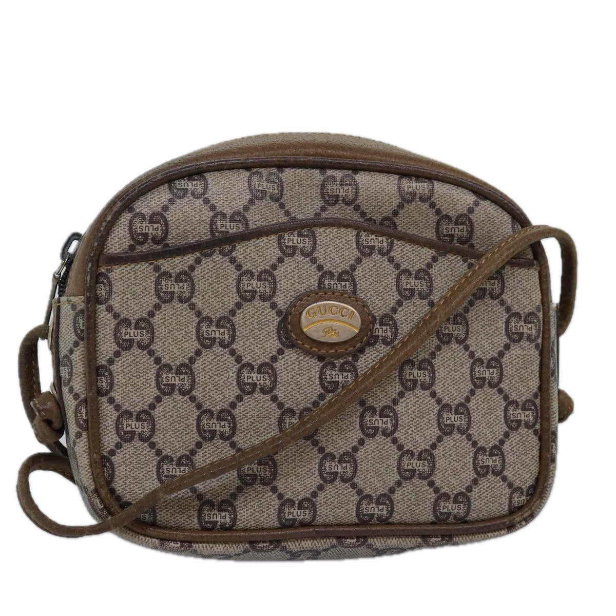 GUCCI GG Plus Supreme Shoulder Bag PVC Leather Beige th4957