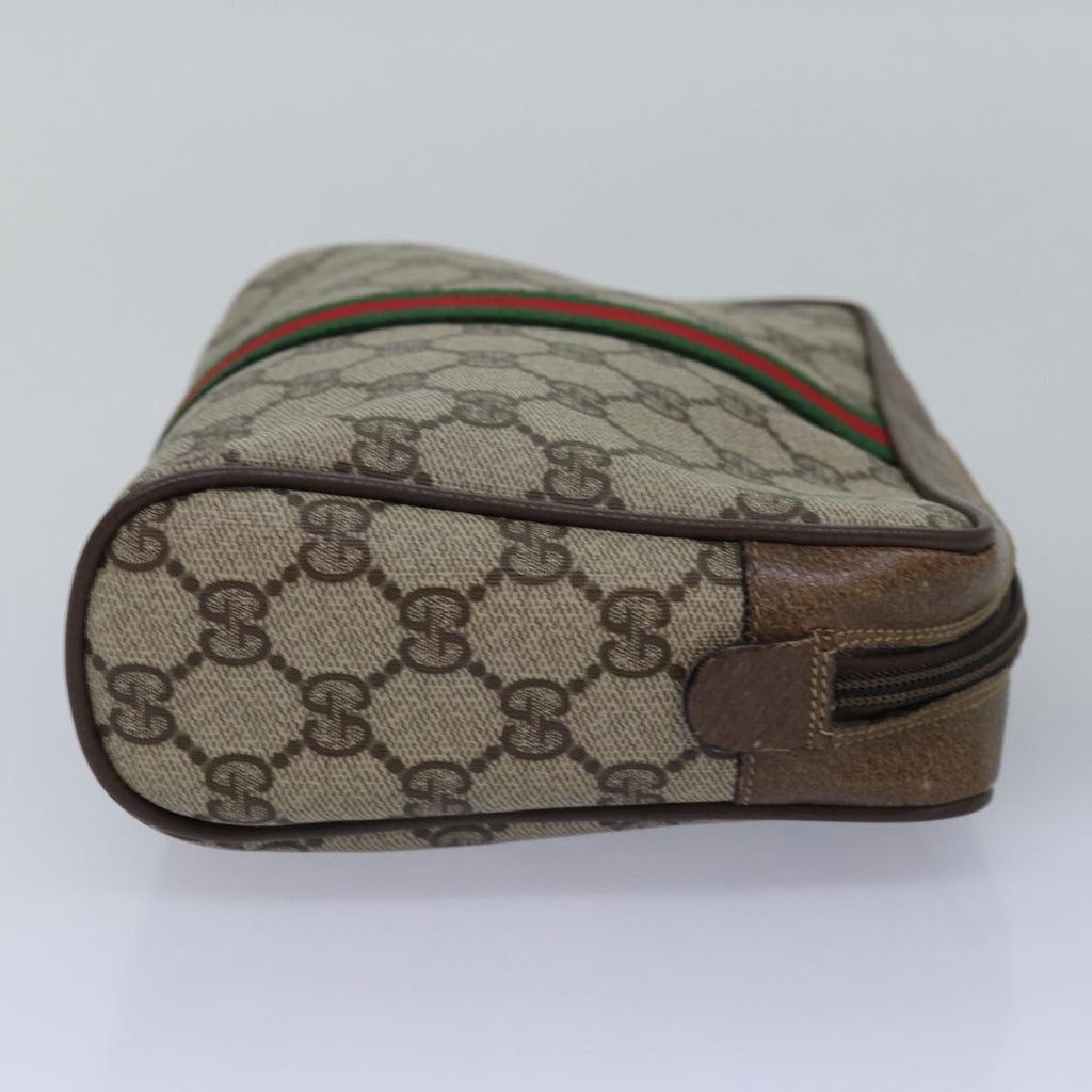 GUCCI GG Supreme Web Sherry Line Clutch Bag PVC Beige Red 75 01 012 th4959