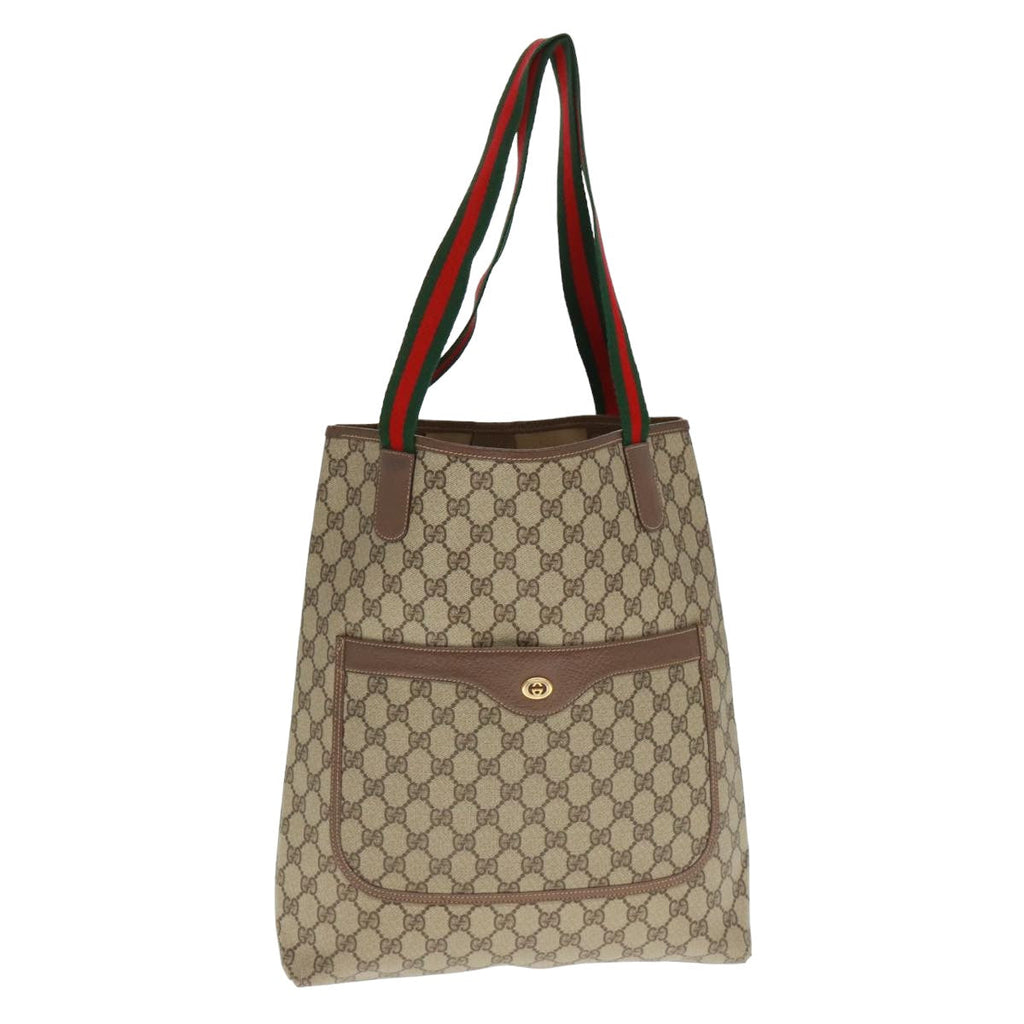 GUCCI GG Canvas Web Sherry Line Tote Bag Beige Red Green 002 58 6487 th4960