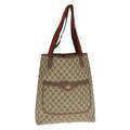 GUCCI GG Canvas Web Sherry Line Tote Bag Beige Red Green 002 58 6487 th4960
