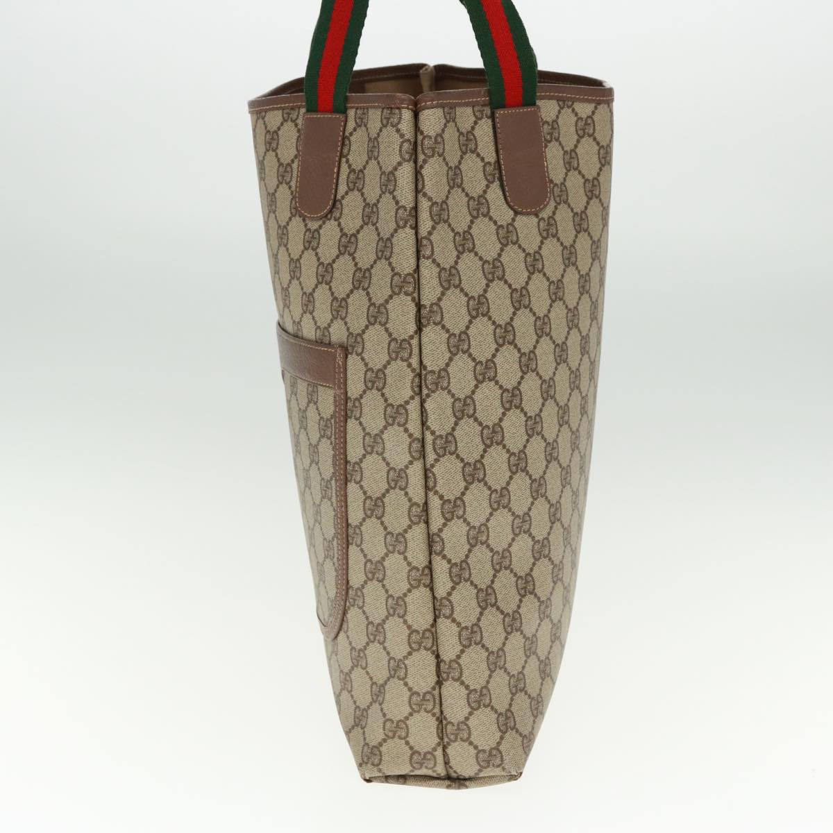 GUCCI GG Canvas Web Sherry Line Tote Bag Beige Red Green 002 58 6487 th4960