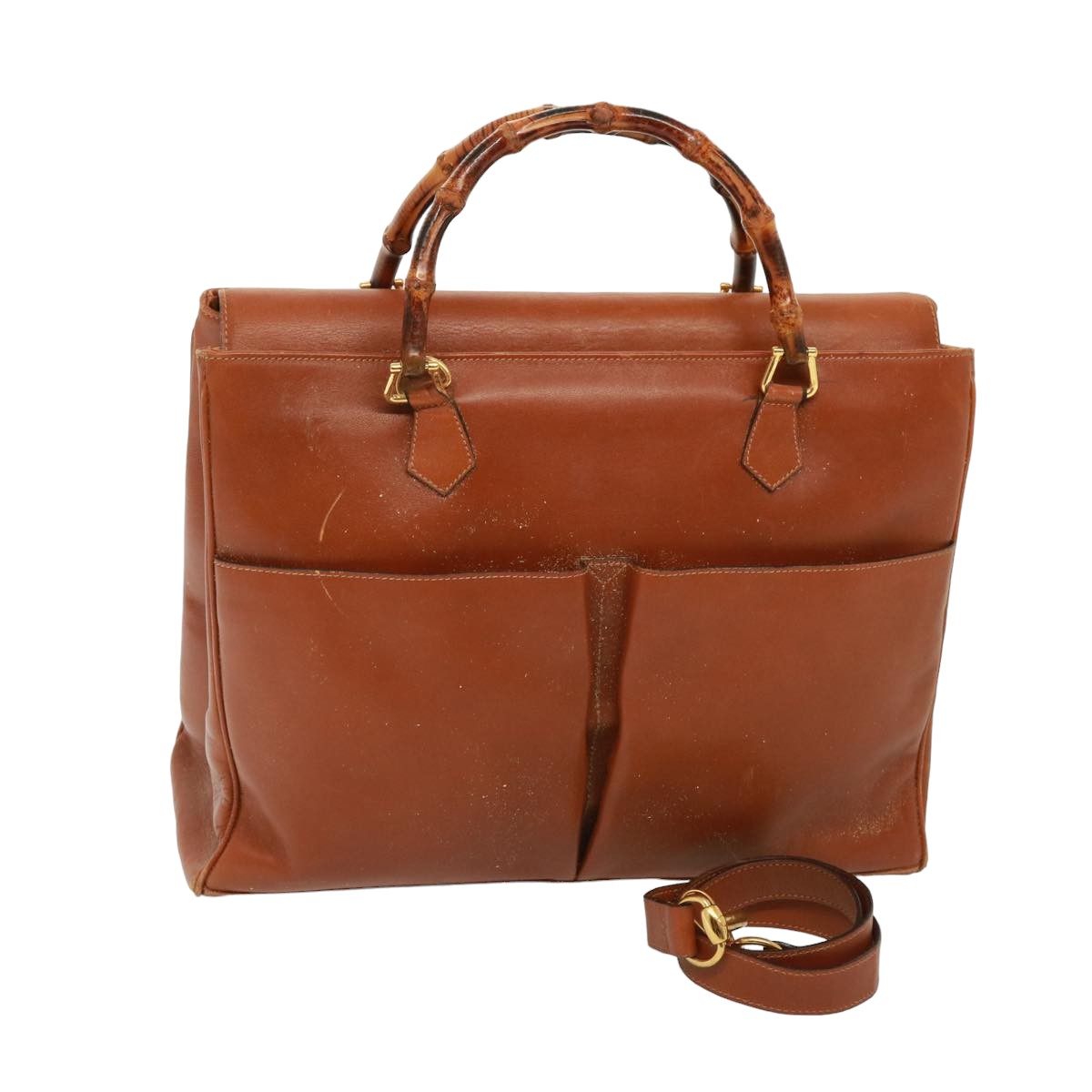 GUCCI Bamboo Hand Bag Leather 2way Brown 002 2855 0322 0 th5022
