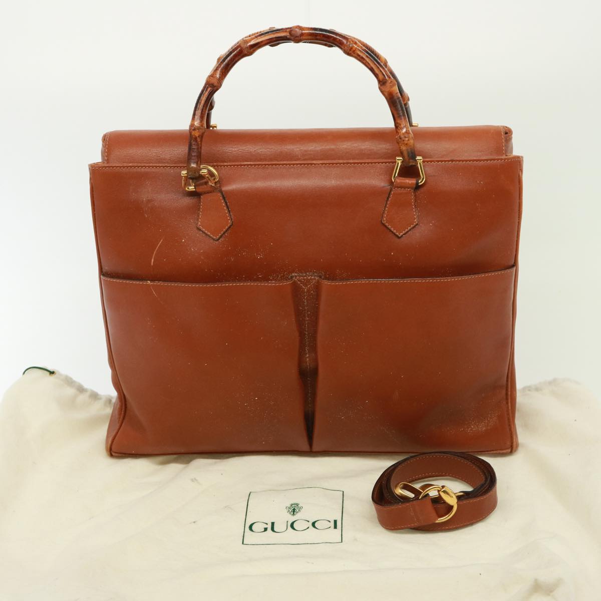 GUCCI Bamboo Hand Bag Leather 2way Brown 002 2855 0322 0 th5022