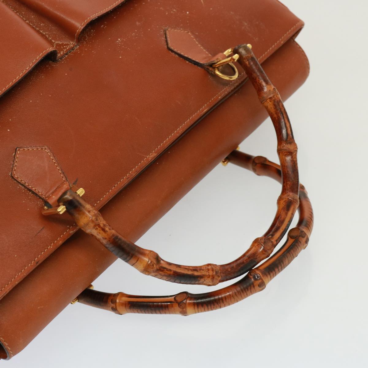 GUCCI Bamboo Hand Bag Leather 2way Brown 002 2855 0322 0 th5022