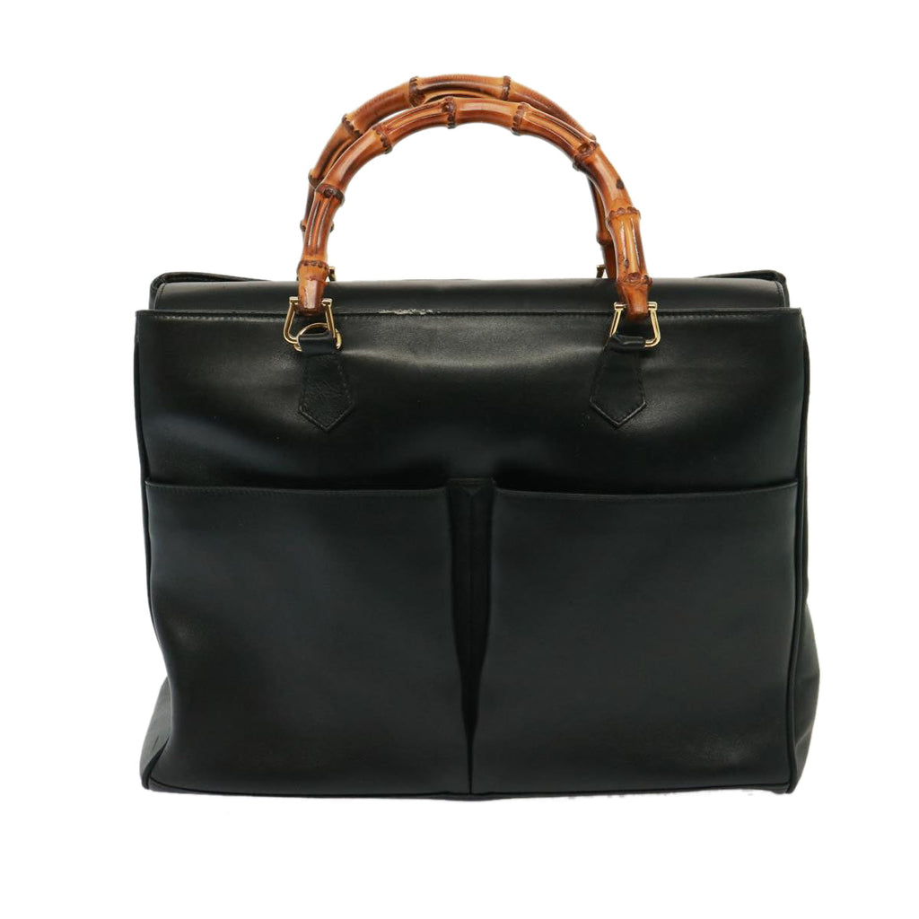 GUCCI Bamboo Hand Bag Leather 2way Black 002 2855 0322 0 th5023