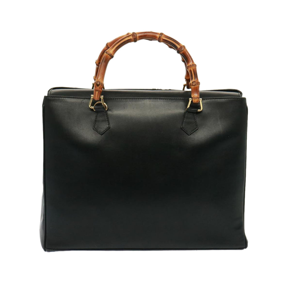 GUCCI Bamboo Hand Bag Leather 2way Black 002 2855 0322 0 th5023