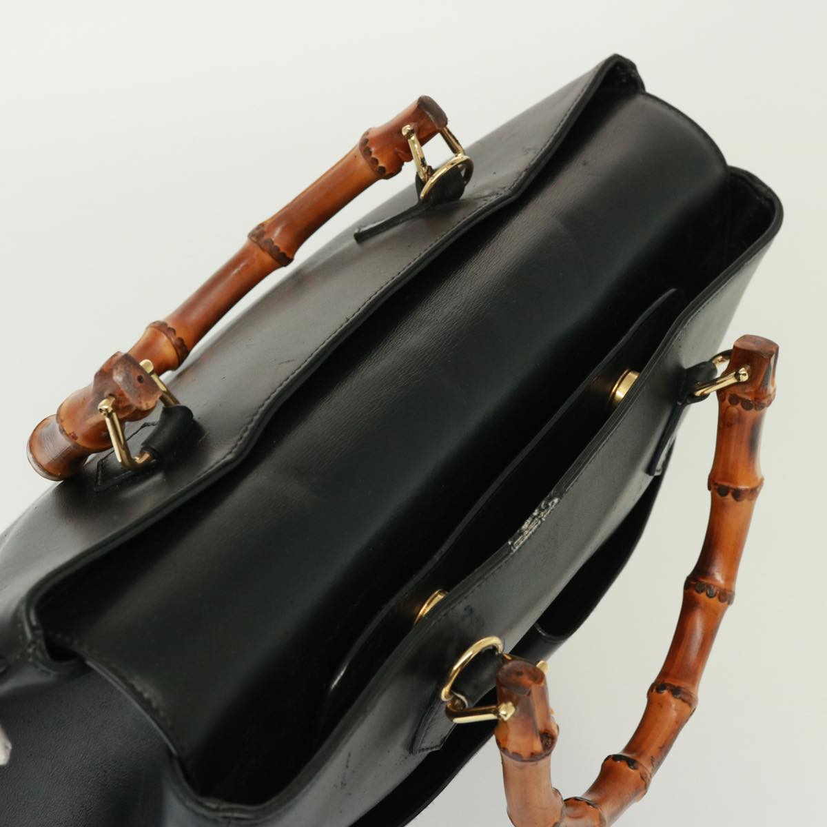GUCCI Bamboo Hand Bag Leather 2way Black 002 2855 0322 0 th5023