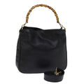 GUCCI Bamboo Shoulder Bag Leather 2way Black 001 1705 1638 th5024