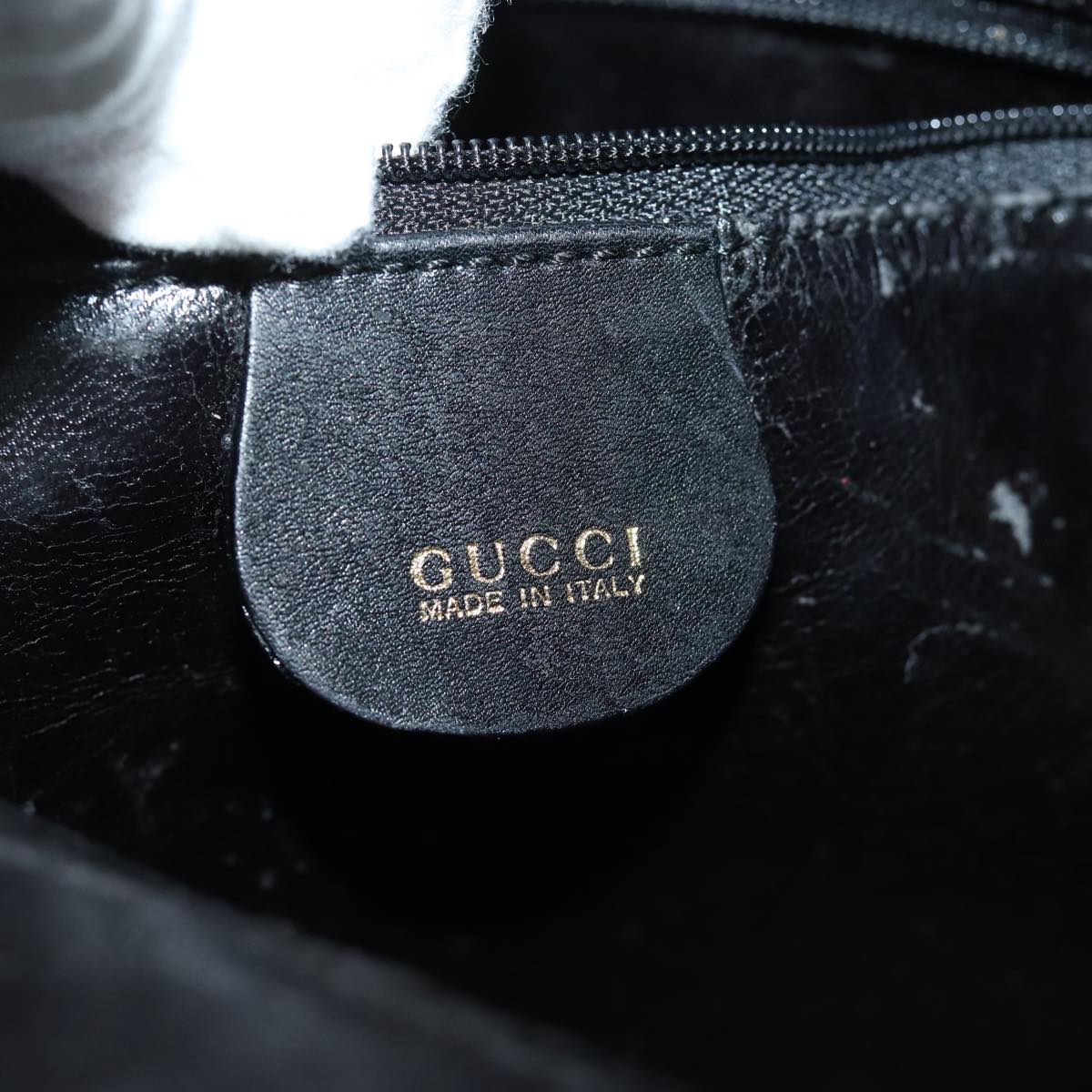 GUCCI Bamboo Shoulder Bag Leather 2way Black 001 1705 1638 th5024