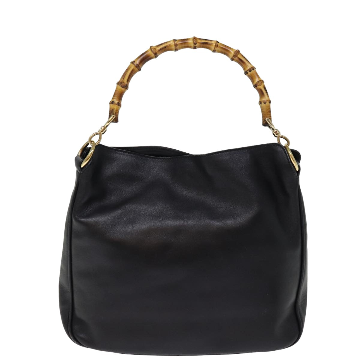 GUCCI Bamboo Shoulder Bag Leather 2way Black 001 1705 1638 th5024