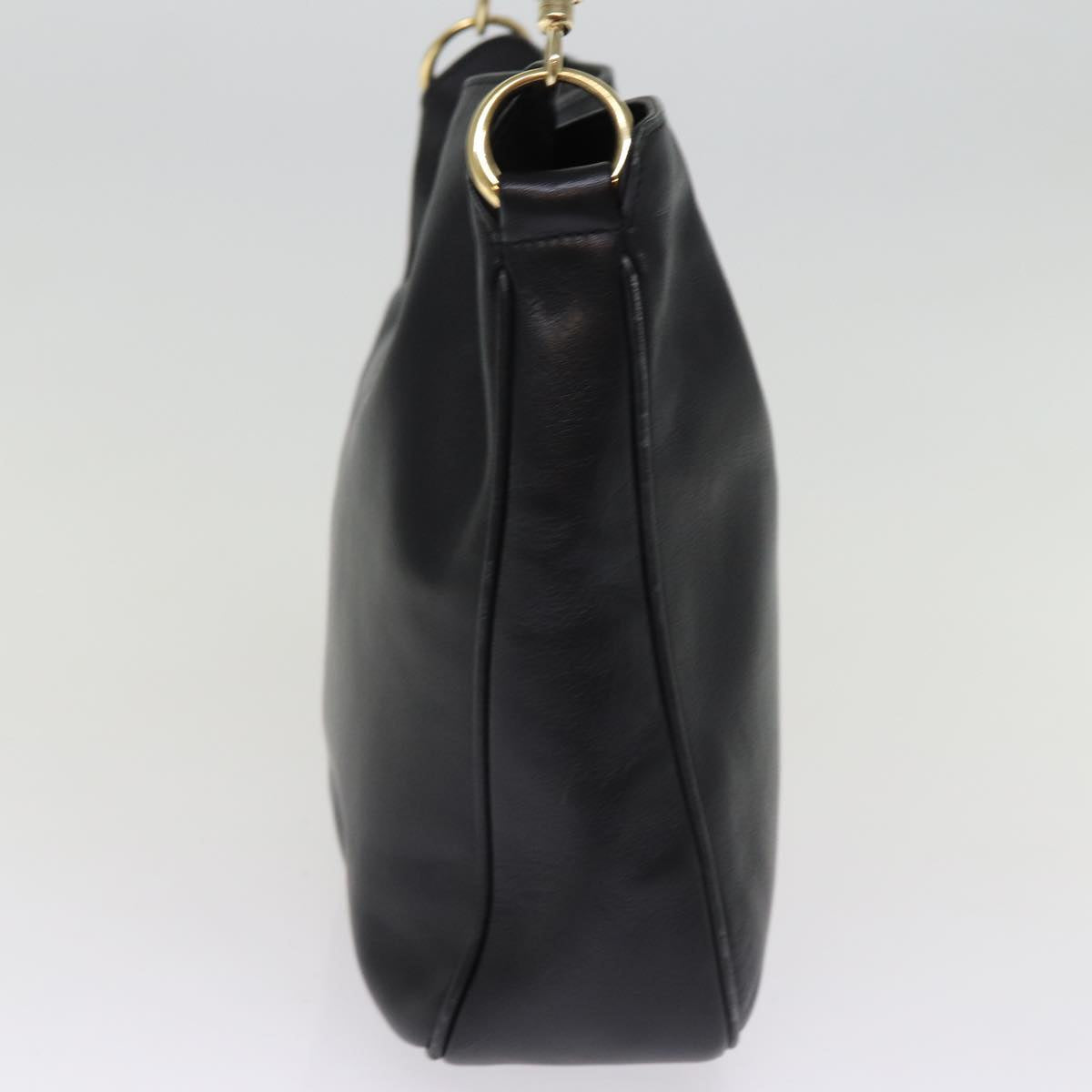 GUCCI Bamboo Shoulder Bag Leather 2way Black 001 1705 1638 th5024