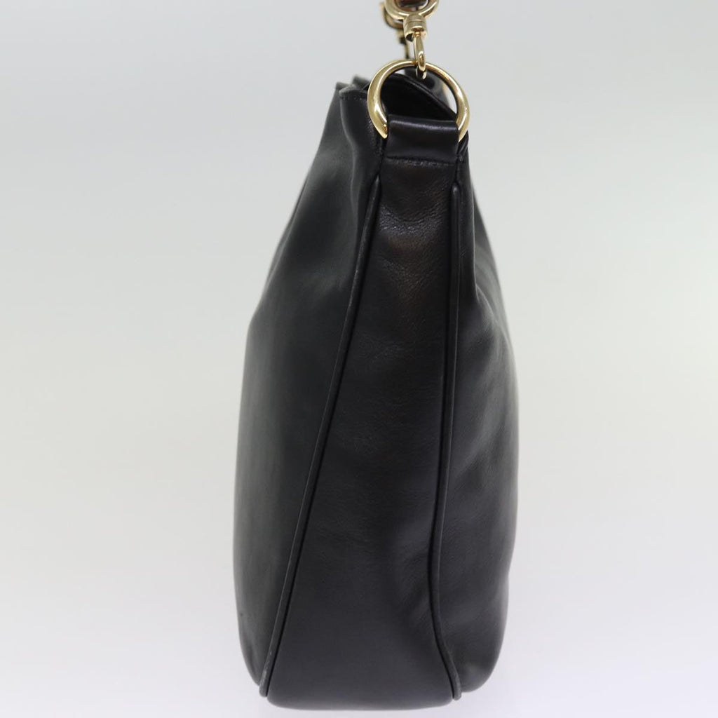 GUCCI Bamboo Shoulder Bag Leather 2way Black 001 1705 1638 th5024
