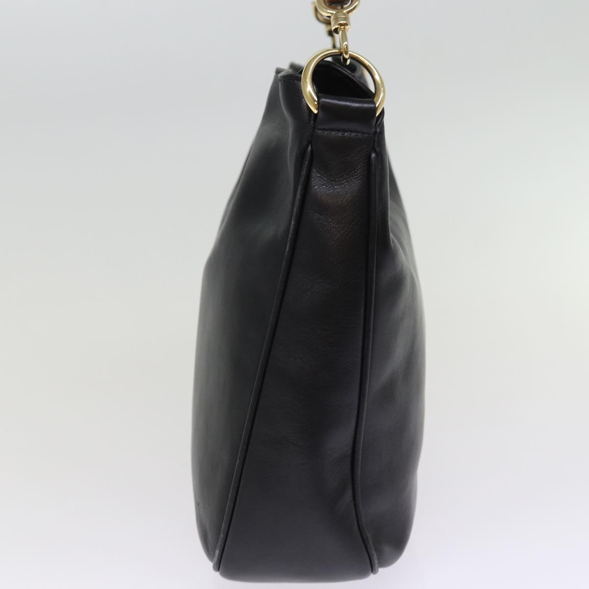GUCCI Bamboo Shoulder Bag Leather 2way Black 001 1705 1638 th5024