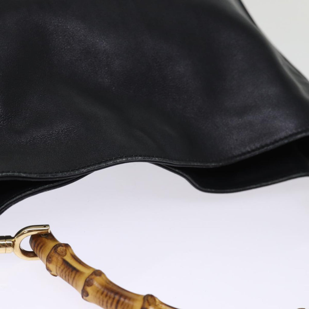 GUCCI Bamboo Shoulder Bag Leather 2way Black 001 1705 1638 th5024