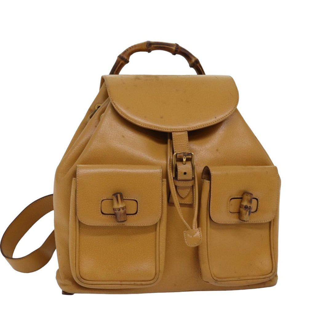 GUCCI Bamboo Backpack Leather Yellow 003 2058 0016 th5025