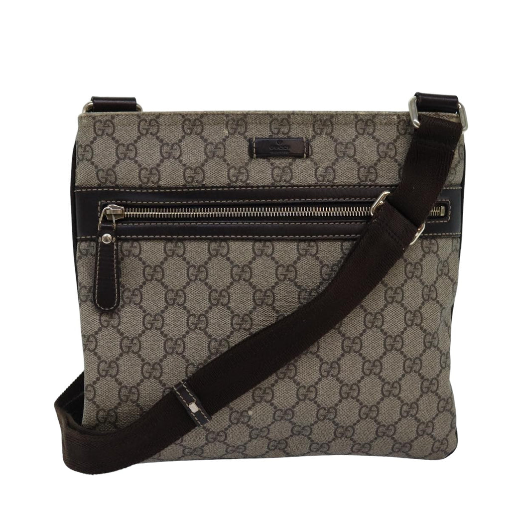 GUCCI GG Supreme Shoulder Bag PVC Leather Beige 295257 th5026