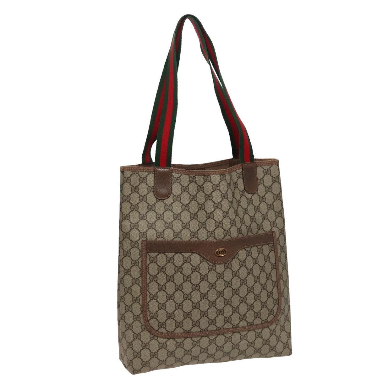 GUCCI GG Supreme Web Sherry Line Tote Bag PVC Beige Red 39 02 003 th5029