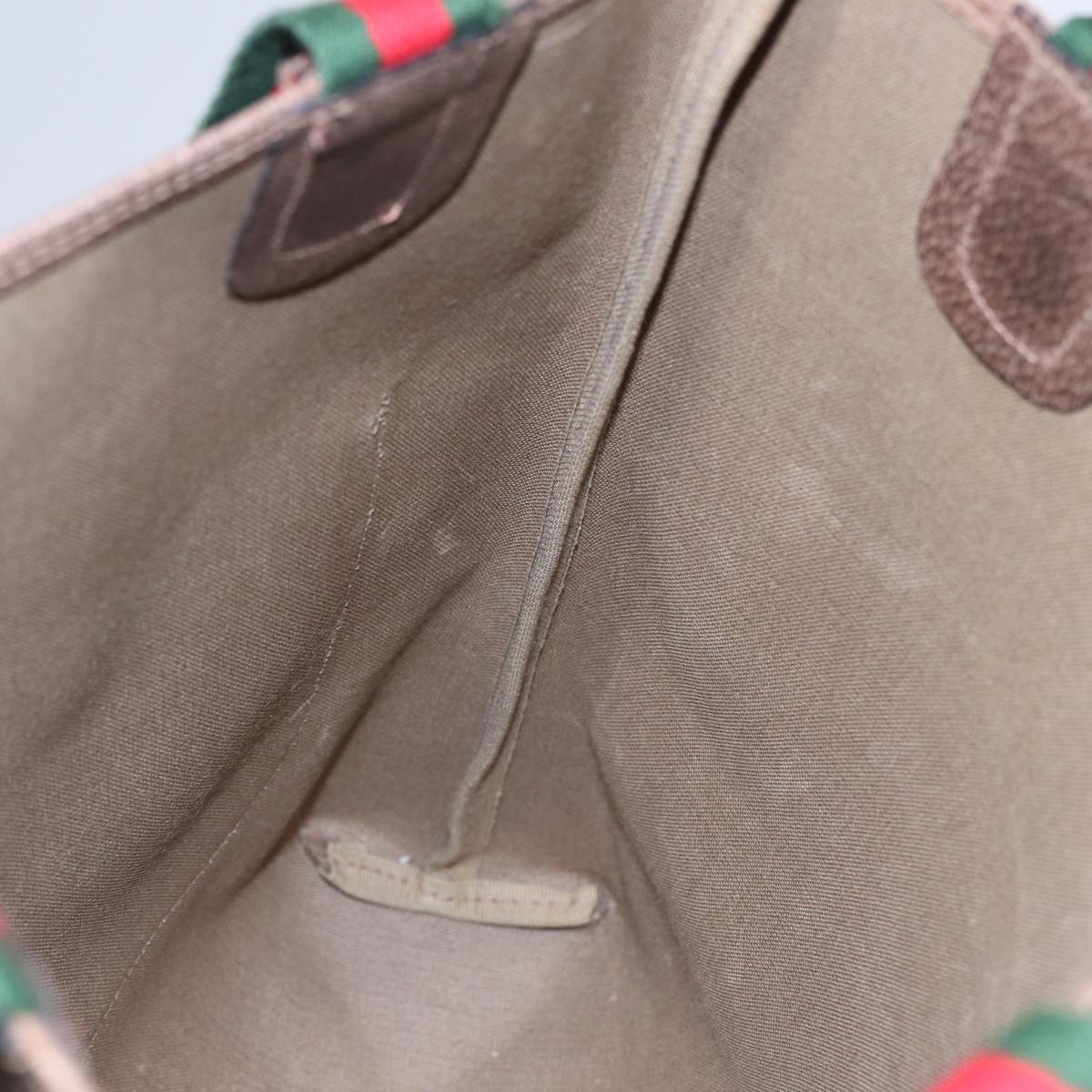 GUCCI GG Supreme Web Sherry Line Tote Bag PVC Beige Red 39 02 003 th5029