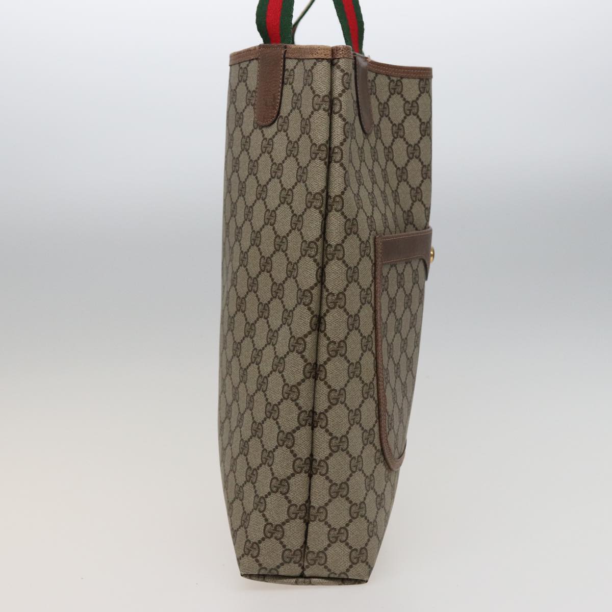 GUCCI GG Supreme Web Sherry Line Tote Bag PVC Beige Red 39 02 003 th5029