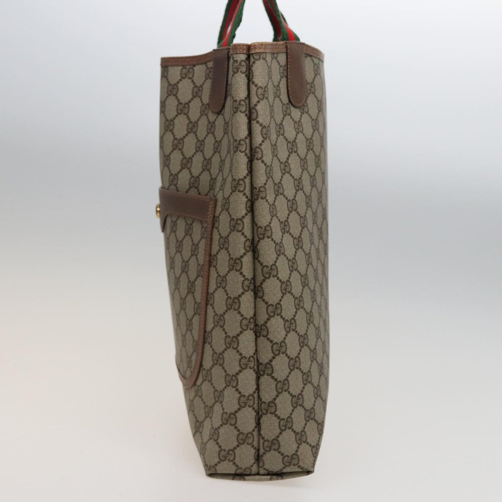 GUCCI GG Supreme Web Sherry Line Tote Bag PVC Beige Red 39 02 003 th5029