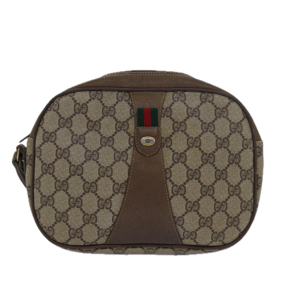 GUCCI GG Supreme Web Sherry Line Clutch Bag PVC Beige Red 89 01 034 th5079