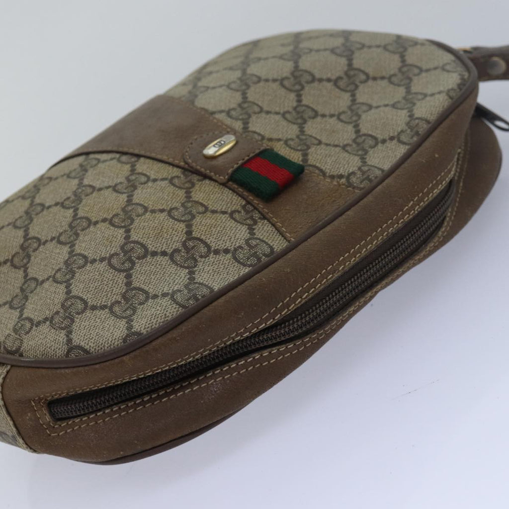 GUCCI GG Supreme Web Sherry Line Clutch Bag PVC Beige Red 89 01 034 th5079