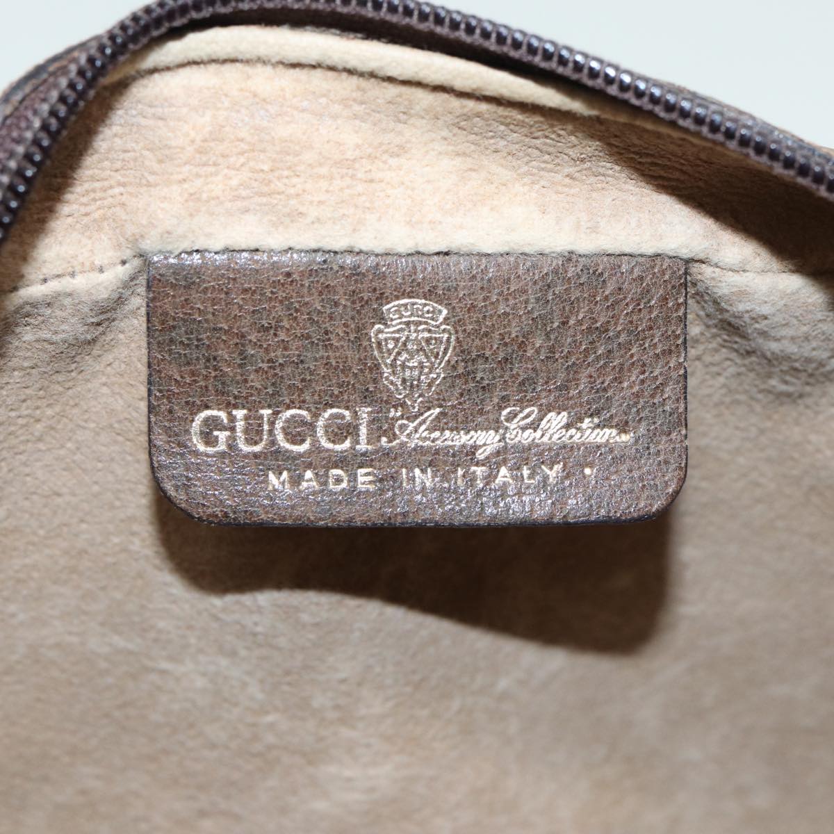 GUCCI GG Canvas Web Sherry Line Clutch Bag PVC Leather Beige Green th5130