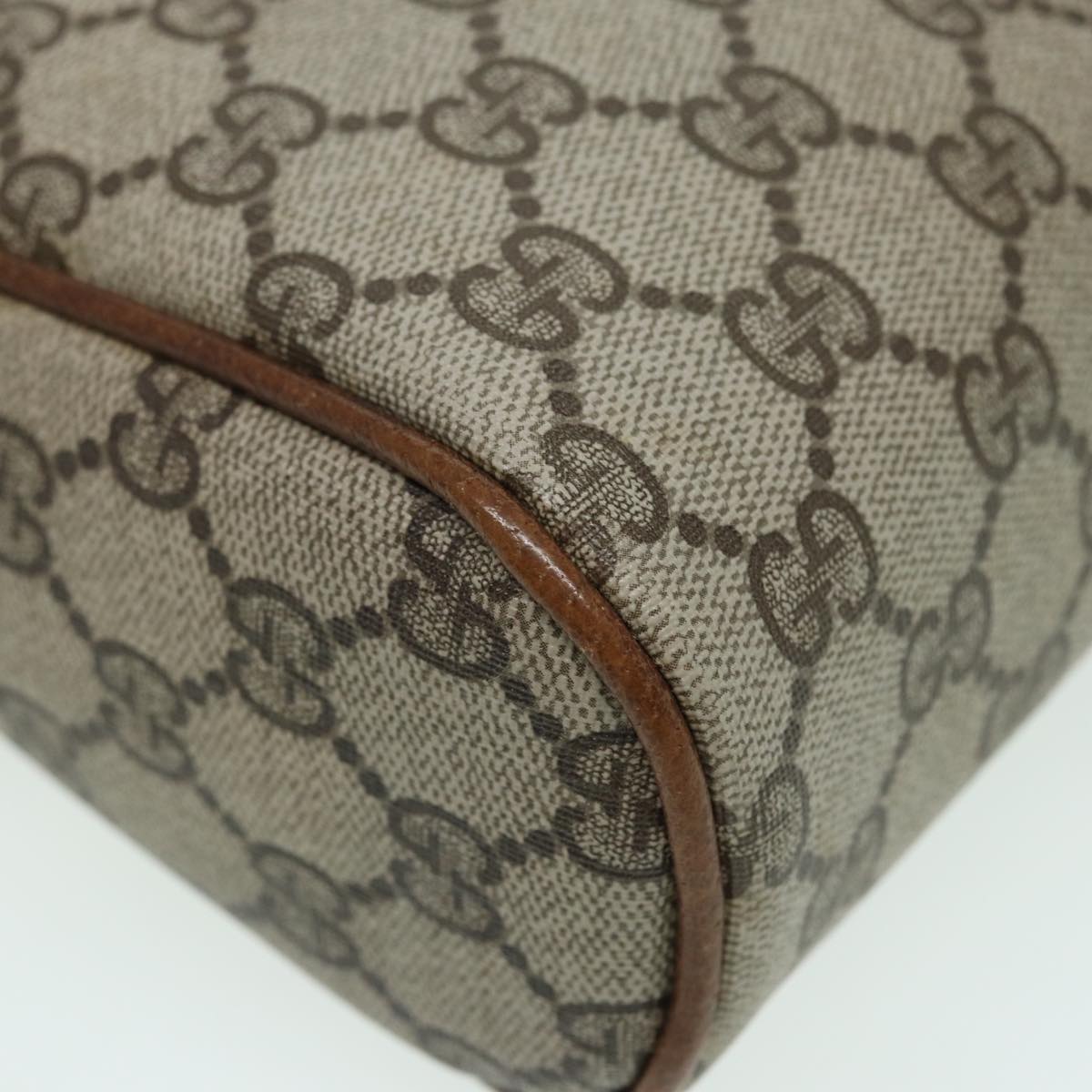 GUCCI GG Canvas Web Sherry Line Clutch Bag PVC Leather Beige Green th5130