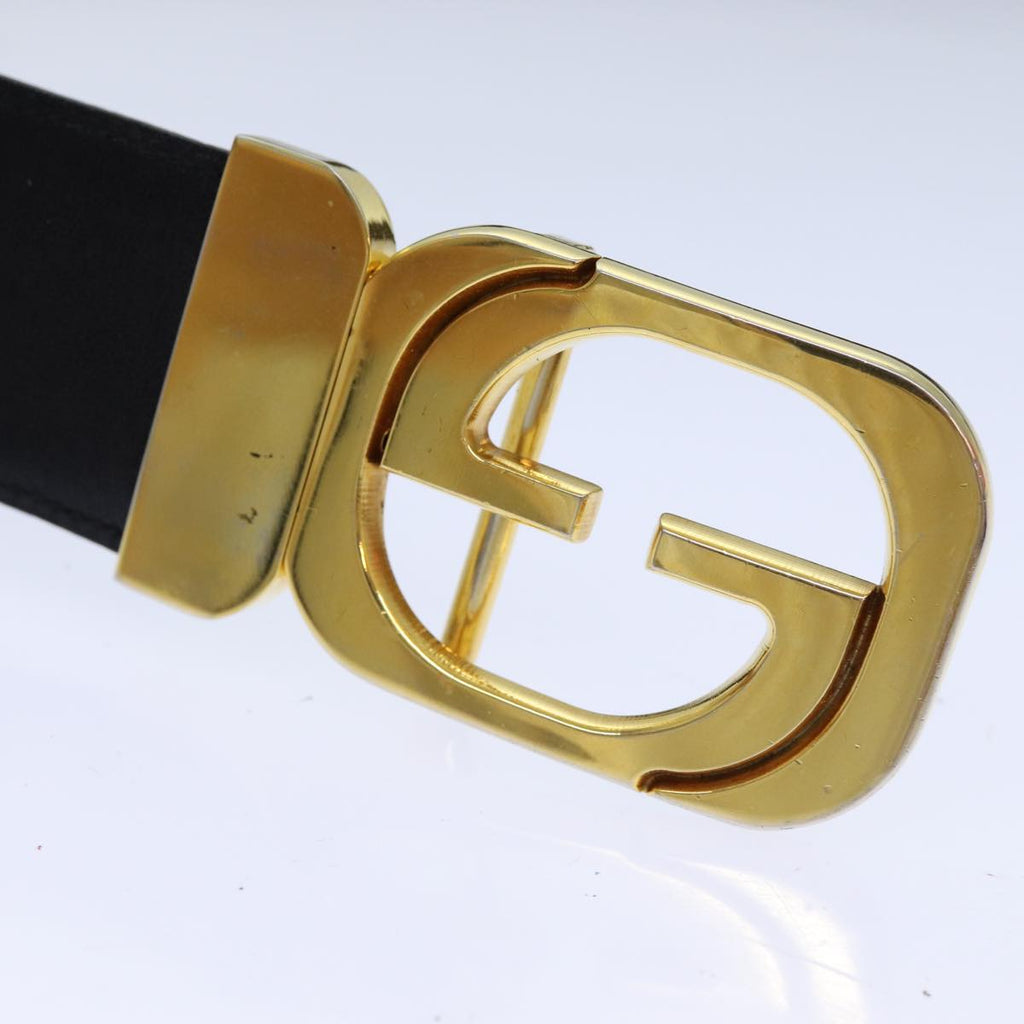 GUCCI Belt Leather 37"" Black th5131