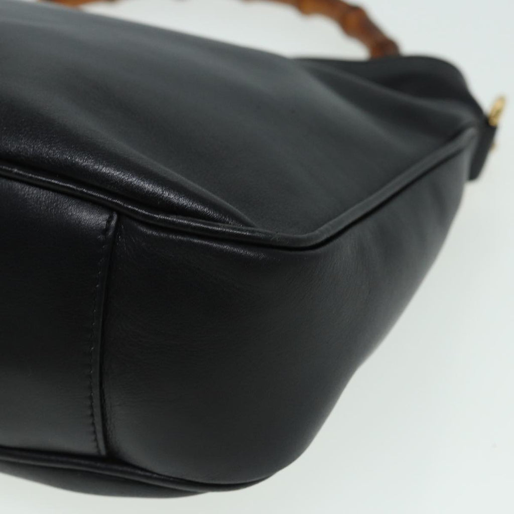 GUCCI Bamboo Shoulder Bag Leather 2way Black 001 1638 2615 th5132