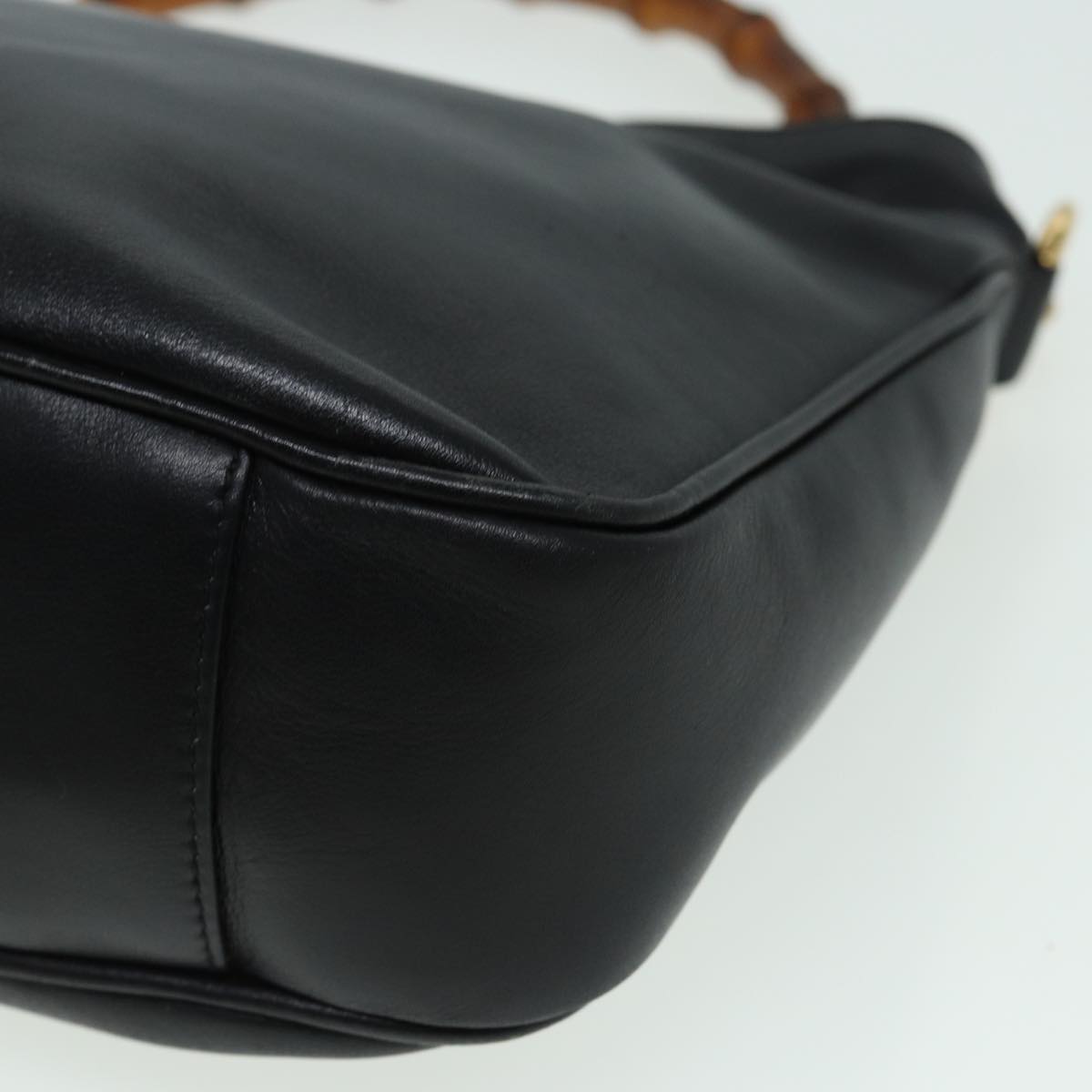 GUCCI Bamboo Shoulder Bag Leather 2way Black 001 1638 2615 th5132