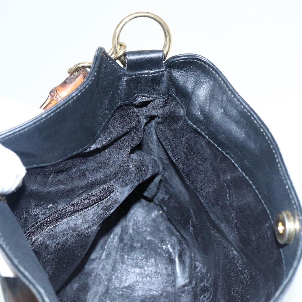 GUCCI Bamboo Shoulder Bag Leather 2way Black 001 1638 2615 th5132