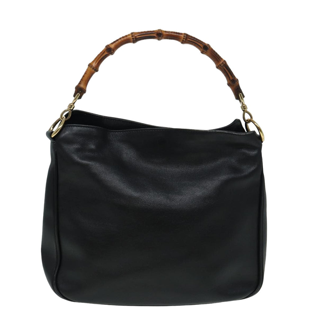 GUCCI Bamboo Shoulder Bag Leather 2way Black 001 1638 2615 th5132