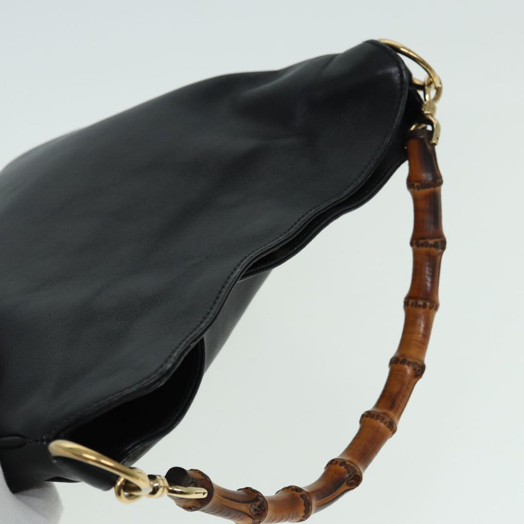 GUCCI Bamboo Shoulder Bag Leather 2way Black 001 1638 2615 th5132