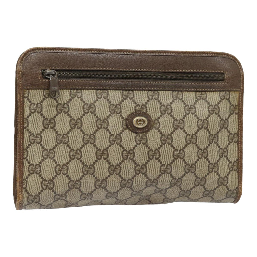 GUCCI GG Supreme Clutch Bag PVC Leather Beige 97 01 037 th5136