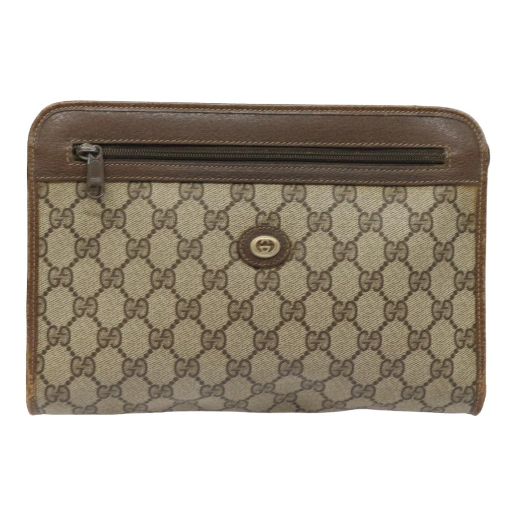 GUCCI GG Supreme Clutch Bag PVC Leather Beige 97 01 037 th5136