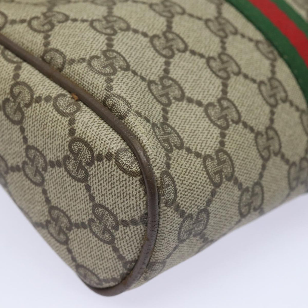 GUCCI GG Supreme Web Sherry Line Clutch Bag PVC Leather Beige Red th5137
