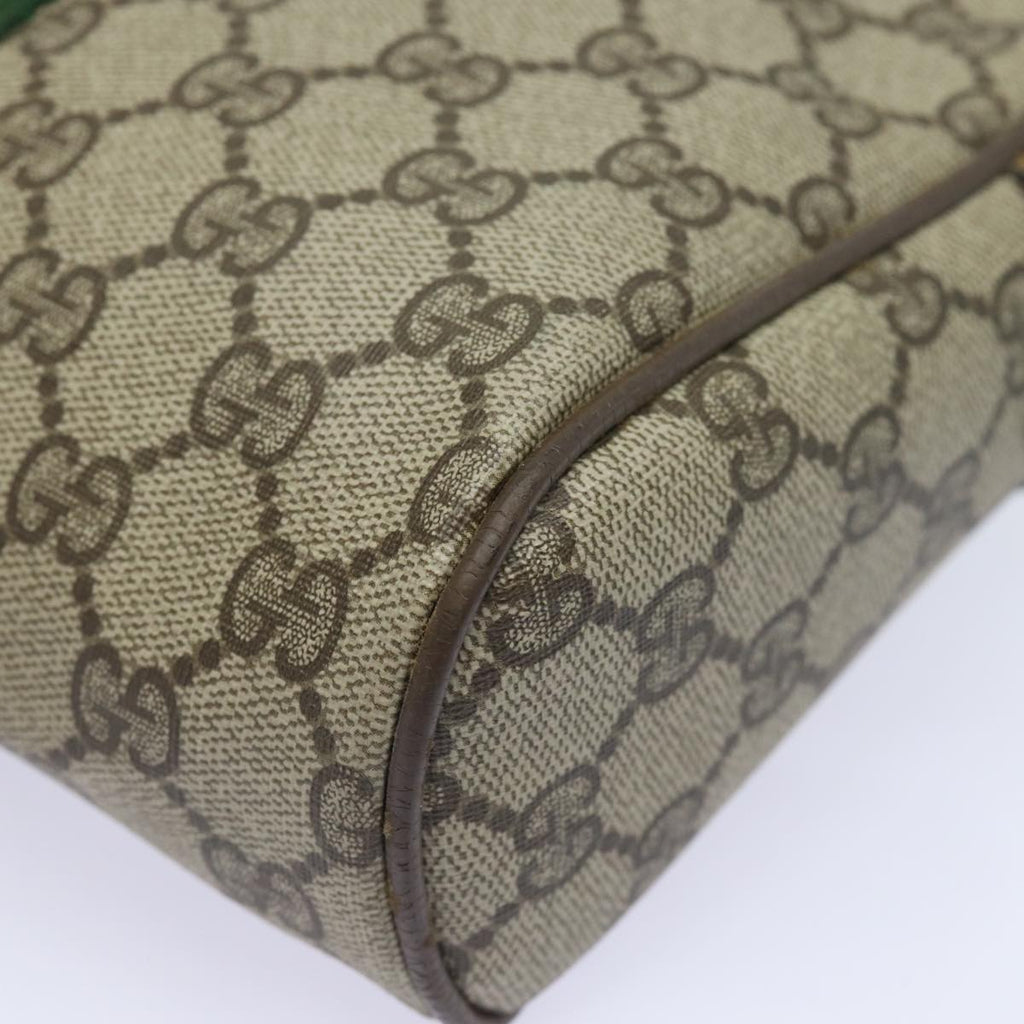 GUCCI GG Supreme Web Sherry Line Clutch Bag PVC Leather Beige Red th5137