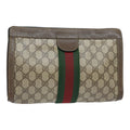 GUCCI GG Supreme Web Sherry Line Clutch Bag PVC Beige 89 01 002 th5138