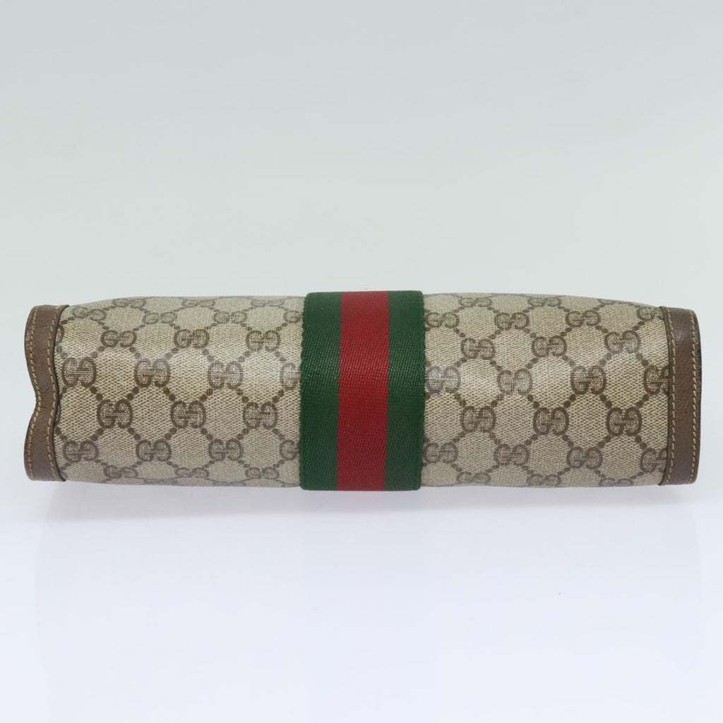 GUCCI GG Supreme Web Sherry Line Clutch Bag PVC Beige 89 01 002 th5138