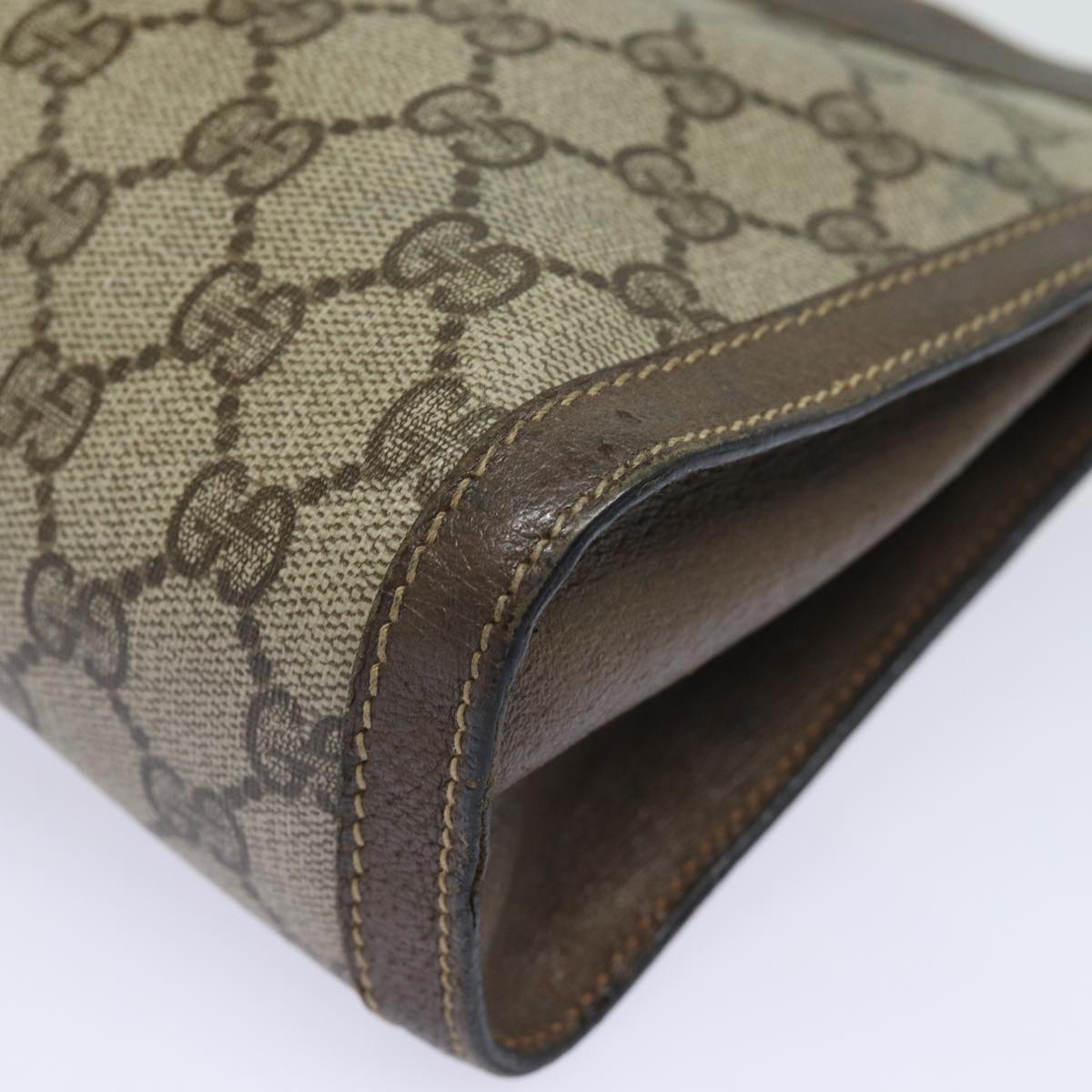 GUCCI GG Supreme Web Sherry Line Clutch Bag PVC Beige 89 01 002 th5138