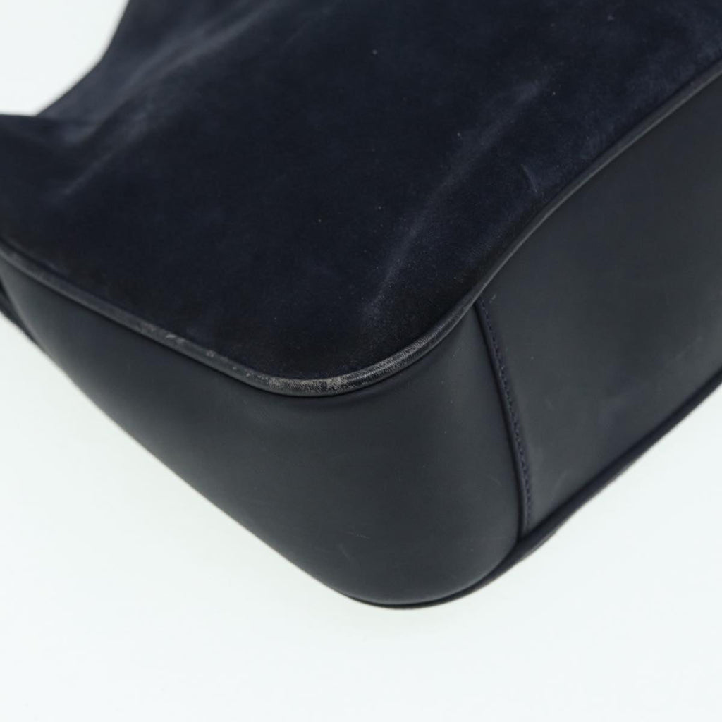 GUCCI Bamboo Shoulder Bag Suede 2way Navy 001 1014 1638 0 th5147
