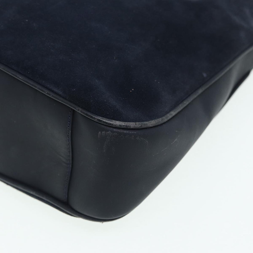 GUCCI Bamboo Shoulder Bag Suede 2way Navy 001 1014 1638 0 th5147