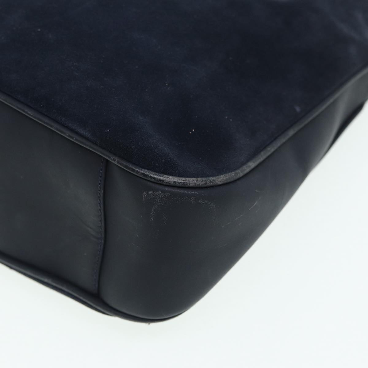 GUCCI Bamboo Shoulder Bag Suede 2way Navy 001 1014 1638 0 th5147