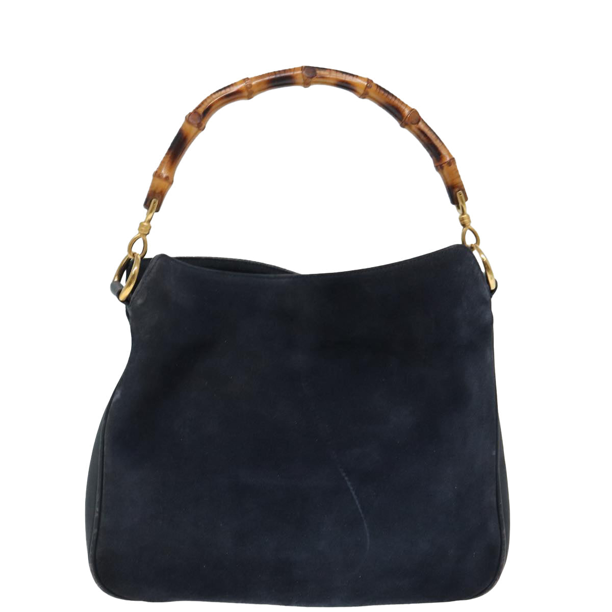 GUCCI Bamboo Shoulder Bag Suede 2way Navy 001 1014 1638 0 th5147