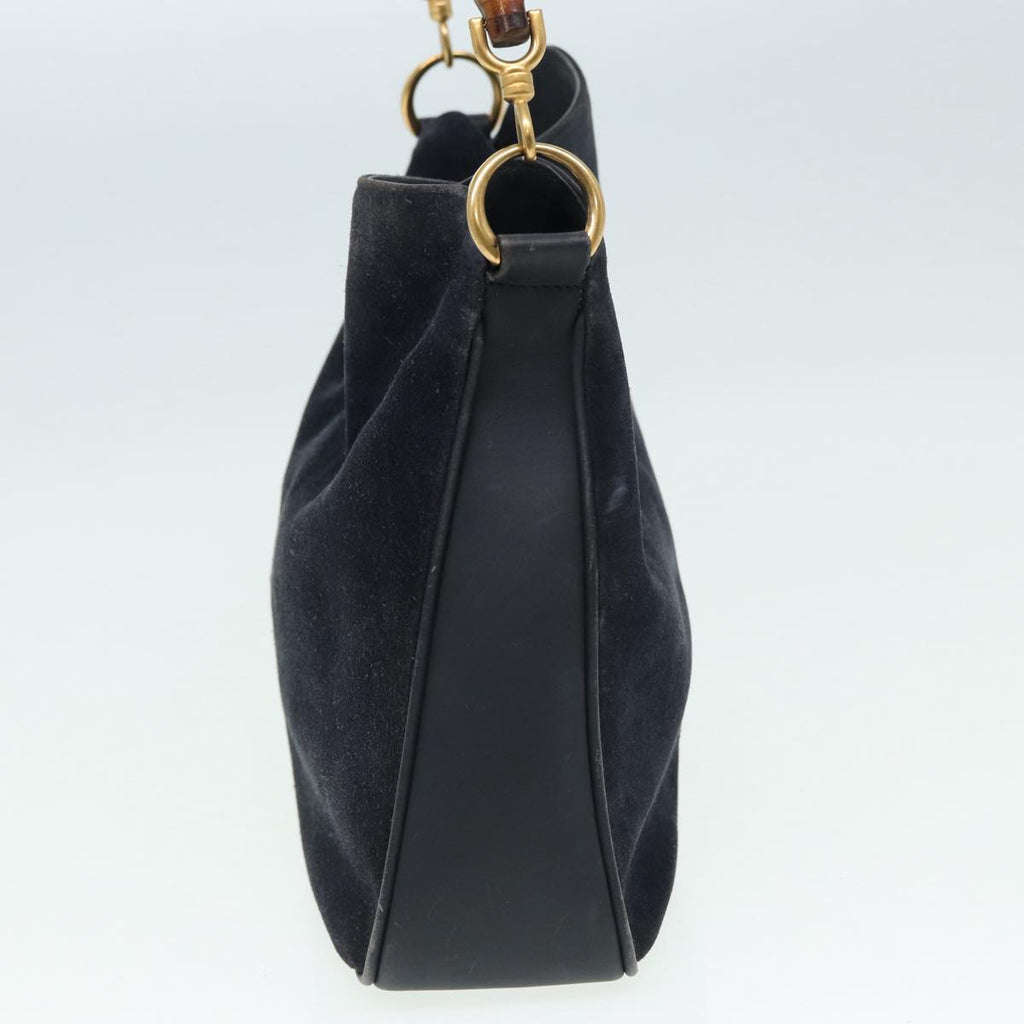 GUCCI Bamboo Shoulder Bag Suede 2way Navy 001 1014 1638 0 th5147