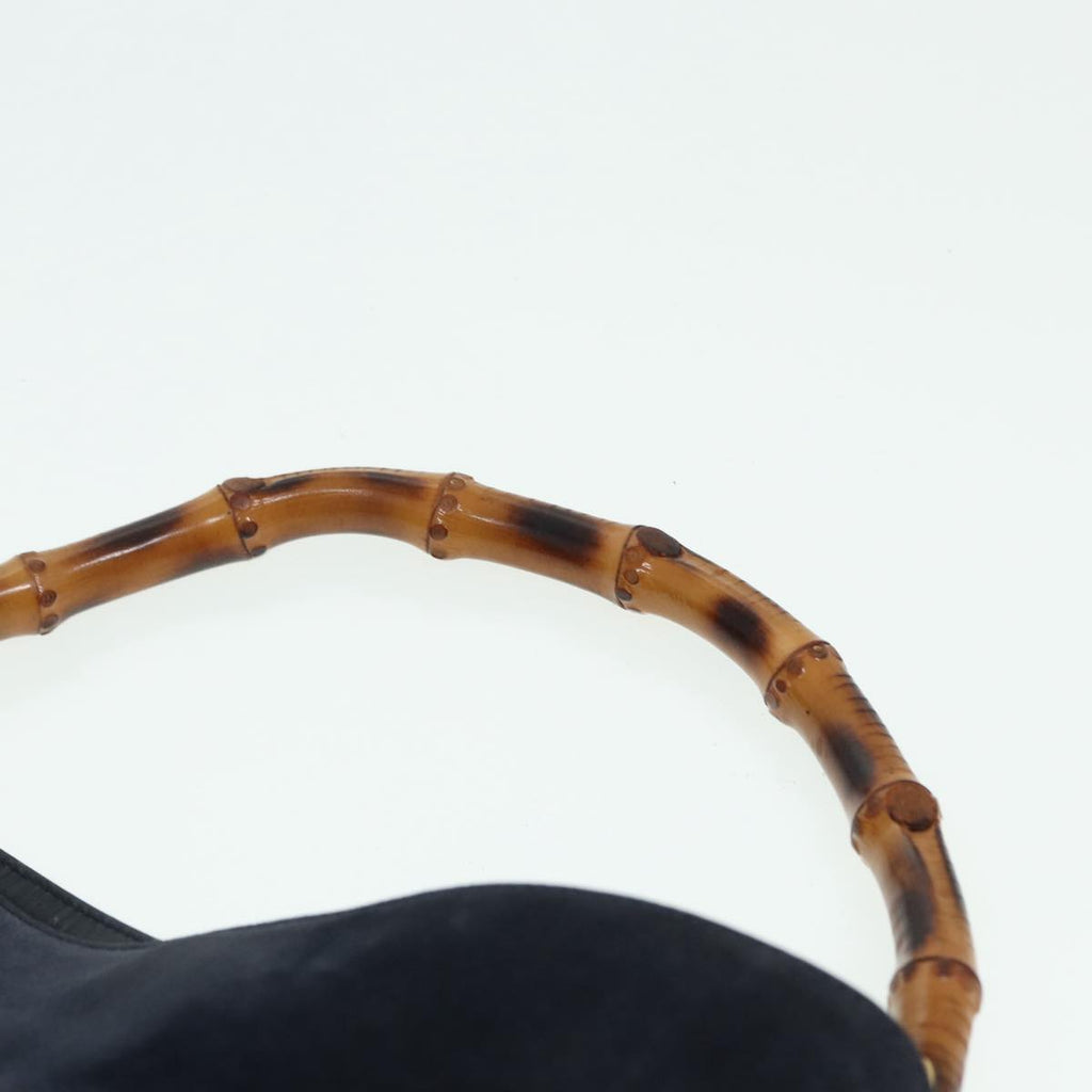 GUCCI Bamboo Shoulder Bag Suede 2way Navy 001 1014 1638 0 th5147