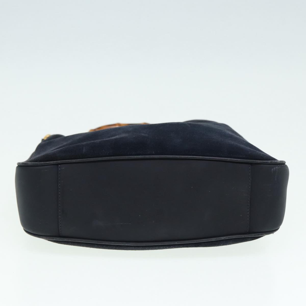 GUCCI Bamboo Shoulder Bag Suede 2way Navy 001 1014 1638 0 th5147