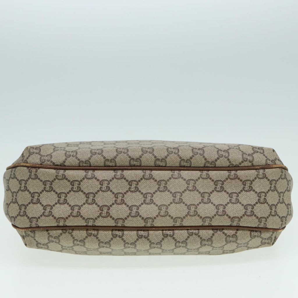 GUCCI GG PLUS Canvas Shoulder Bag PVC Leather Beige th5152